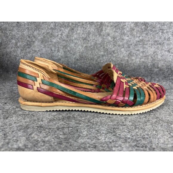 D' Santy Shoes Womens Size MX 27 Tan Multicolor Leather Huarache Sandals Mexico - Picture 5 of 8